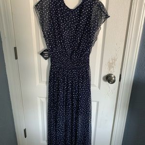 Navy Blue With White Polka dots Maxi Dress